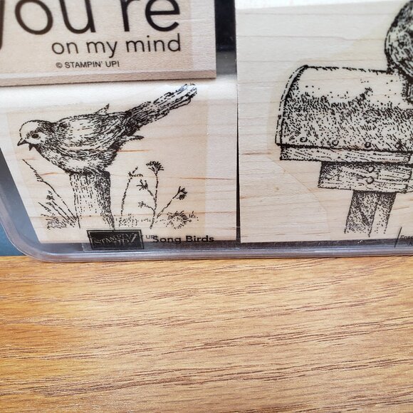 Stampin’ Up! Song Birds Set of 4 + Bonus Stamp Wood-Mounted Rubber, Birds - Picture 2 of 9